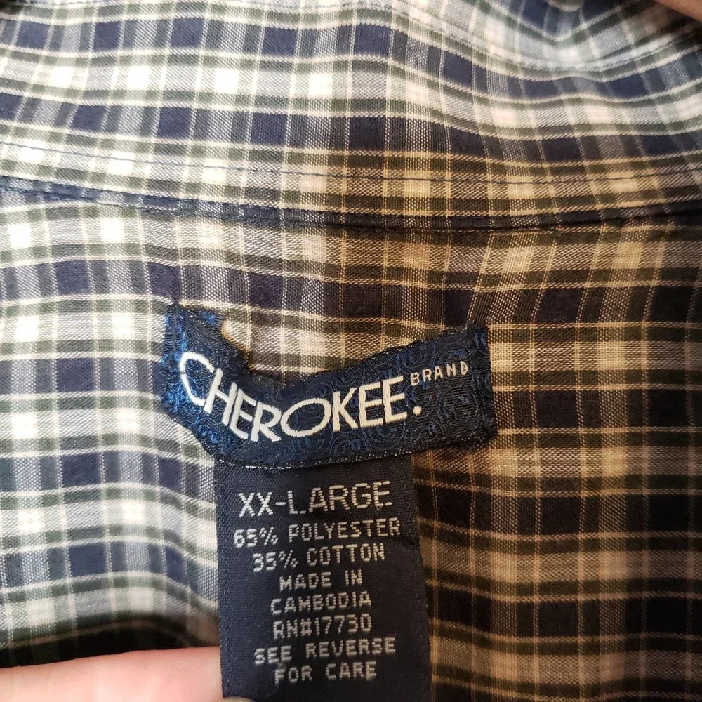 CHEROKEE plaid men's button down long sleeve shirt XXL - Picture 5 of 7